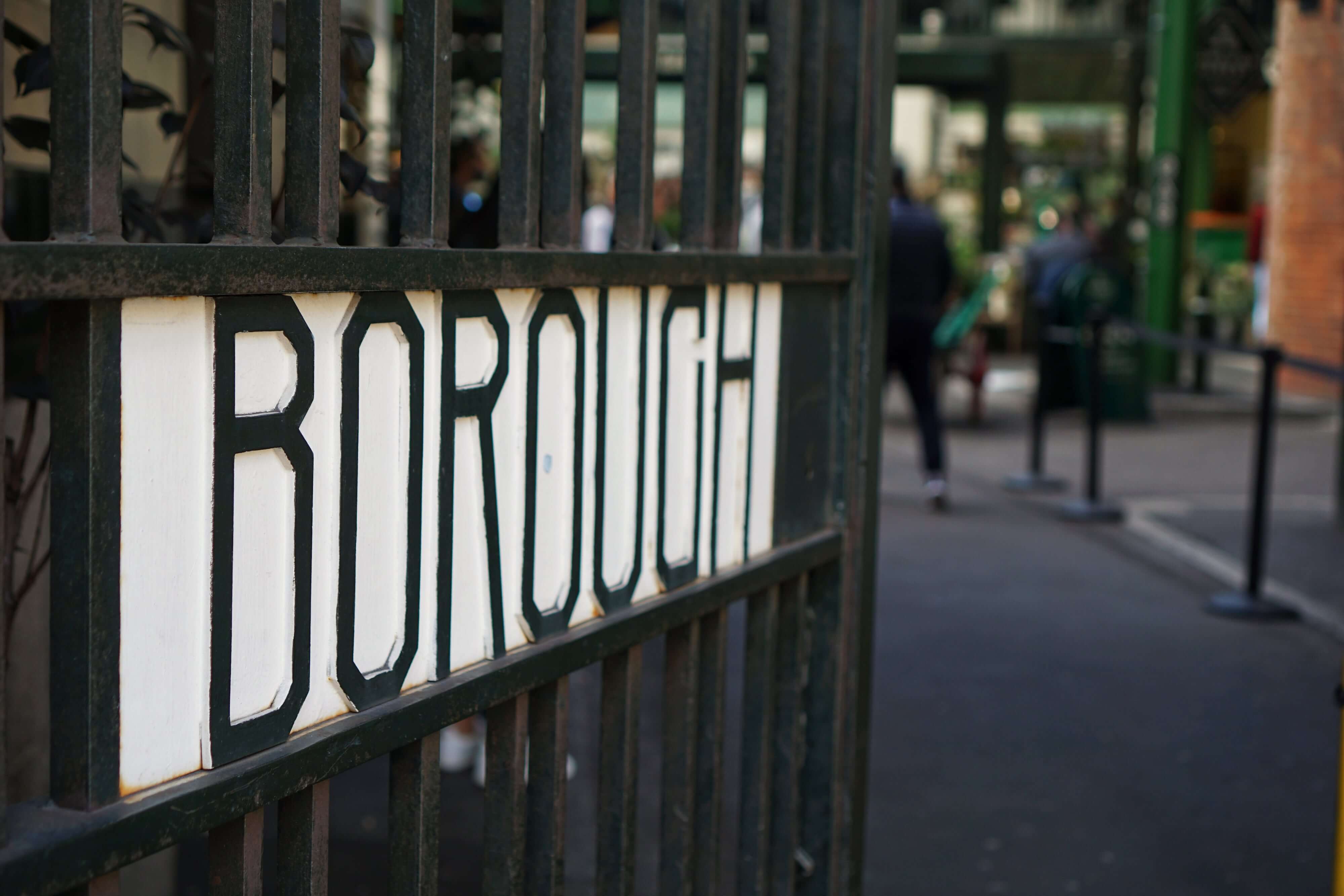 Borough market entrance sign in London, UK.